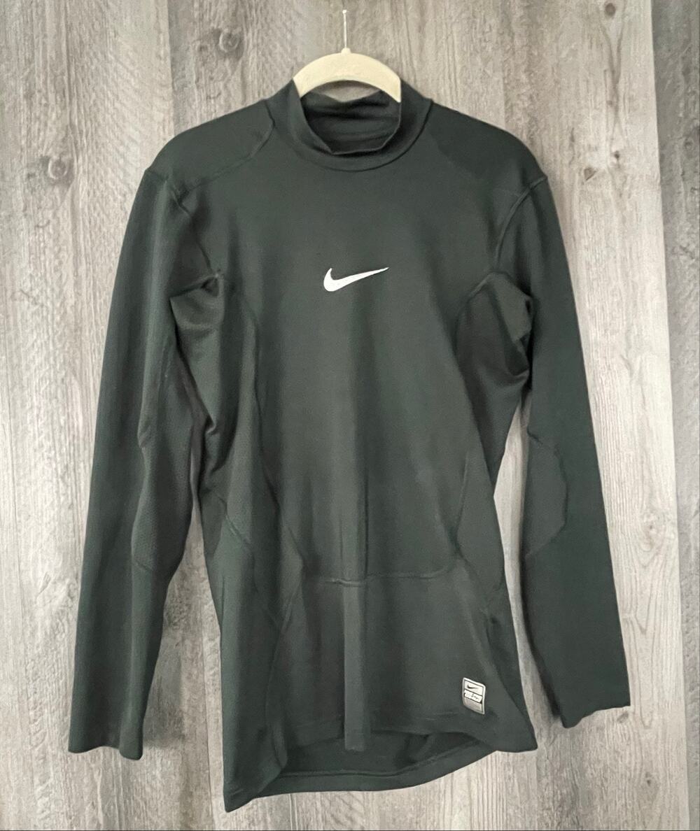 Nike Pro Combat Dri-FIT Compression Shirt Mens L Green Mock Neck 504948-337